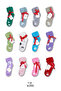 Snow Patterned Winter Women's Thermal Ribbed Ankle Warm Thick Socks Set - 3 Pairs - 8