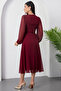 Double-Breasted Neck Buckled Waist Long Sleeve Chiffon Dress 2025-4329 - 7