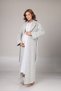 Women's Gray Shawl Collar Lace Maternity Nightgown-Robe Set of 2