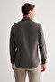 Khaki Hard Collar Long Sleeve Slim Fit Cotton Shirt 1004255175 - 5