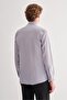 Gray Half Italian Collar Long Sleeve Slim Fit Cotton Shirt 1004255180 - 5