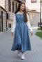 Navy Blue Classic Shirt with Front Zipper and Girl's Belted Denim Dress 22738 - 6