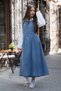 Navy Blue Classic Shirt with Front Zipper and Girl's Belted Denim Dress 22738
