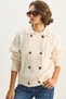Women's Cream Shirt Collar Double Breasted Closure Hair Knit Soft Textured Cardigan Th251033 60283608 - 2