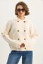 Women's Cream Shirt Collar Double Breasted Closure Hair Knit Soft Textured Cardigan Th251033 60283608 - 5