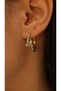 Gold Zircon Stone Nail Design Hoop Earrings