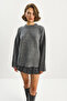 Women's Anthracite Soft Crew Neck Oversize Knitwear Sweater 60282032 - 4
