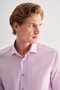 Purple Half Italian Collar Long Sleeve Slim Fit Cotton Shirt 1004255180 - 4