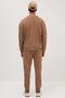 Men's Relax Fit Cotton 3 Thread Soft Textured Inside Fleece Crew Neck Brown Tracksuit Set - 7
