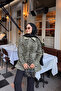 Women's Leopard Print Zippered Trench Coat Green - 3