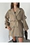 Double-Breasted Oversize Lined Pocketed Belted Cashmere Coat - 4