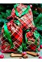 3-Piece New Year Themed Plaid Fabric Gift Bag – Red Green (12X17 / 17X25 / 25X35 cm) - 3