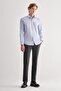Blue Half Italian Collar Long Sleeve Easy to Iron Slim Fit Cotton Shirt 1004255301 - 7
