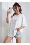 Women's Fist Cat Printed Black Oversize T-Shirt