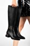Faux Leather Buckle Below Knee Sine Boots 4cm Heel Lolo002 - 3