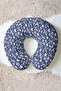 Nautical Themed Cotton Neck Pillow - Navy Blue and White Travel Pillow with Marine Motifs - 6