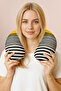 Black Striped Yellow Modern Ergonomic Neck Pillow - Minimalist Yellow Black Soft Travel Pillow - 7