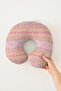 Ethnic Geometric Cotton Neck Pillow - Pastel Pink Orange Soft Travel Pillow