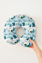 Floral Pattern Cotton Neck Pillow - Watercolor Blue Green Soft Travel Pillow