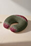 Nordic Patterned Cotton Neck Pillow - Ethnic Geometric Red Green Travel Pillow - 4