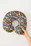 Colorful Floral Pattern Ergonomic Neck Pillow - Retro Style Pink Green Blue Travel Pillow - 3