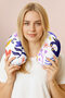 Colorful Floral Pattern Ergonomic Neck Pillow - Modern Yellow Purple Figured Travel Pillow