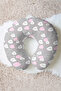 Cute Clouds Pattern Ergonomic Neck Pillow - Pastel Gray Pink Kids & Adults Travel Pillow - 5