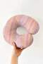 Ethnic Geometric Cotton Neck Pillow - Pastel Pink Orange Soft Travel Pillow - 3