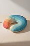 Retro Colorful Striped Neck Pillow - Wave Pattern Blue Orange Travel Pillow - 6