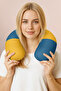 Color Block Ergonomic Neck Pillow - Modern Yellow Blue Soft Travel Pillow - 6
