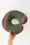 Nordic Patterned Cotton Neck Pillow - Ethnic Geometric Red Green Travel Pillow - 6