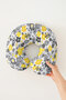 Yellow Gray Floral Ergonomic Neck Pillow - Modern Striped Soft Gray Yellow Travel Pillow - 4