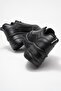 Women's Zip-Up Lace-Up Sneakers; BLACK MATTE - 5