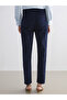 Navy Blue Slim Fit Velvet Women's Trousers - 4