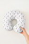 Cute Elephant Patterned Cotton Neck Pillow - Pastel Gray Pink Kids & Adult Travel Pillow - 4