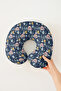 Colorful Rainbow Nature Themed Neck Pillow - Navy Blue Yellow Travel Pillow with Day and Night Pattern - 7