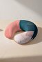 Geometric Colorful Ergonomic Neck Pillow - Modern Pastel Green Pink Travel Pillow - 3