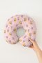 Panda Figured Cotton Neck Pillow - Cute Pastel Pink Yellow Kids & Adult Travel Pillow - 3
