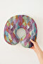 Geometric Pattern Ergonomic Neck Pillow - Colorful Modern Design Purple Pink Travel Pillow - 3