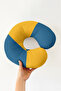 Color Block Ergonomic Neck Pillow - Modern Yellow Blue Soft Travel Pillow
