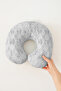 Modern Geometric Grey Cotton Neck Pillow - Elegant Striped Grey White Adult Travel Pillow - 4