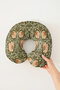 Retro Floral Zippered Neck Pillow - Vintage Green Orange Soft Travel Pillow - 2