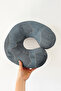 Marble Pattern Ergonomic Neck Pillow - Modern Grey Gold Striped Adult Travel Pillow - 5