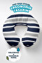Navy Blue Gray Striped Cotton Neck Pillow - Modern Nautical Themed Soft Travel Pillow - 2