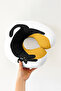 Cotton Neck Pillow with Cat Figure - Modern Black Yellow Design Travel Pillow - 3
