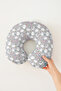 Sky Figured Cotton Neck Pillow - Children & Adult Grey Color Soft Travel Pillow - 3