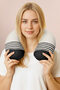 Black and White Wavy Striped Neck Pillow - Modern Minimalist Cotton Travel Pillow - 3