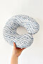 Ethnic Patterned Cotton Neck Pillow - Geometric Blue Cream Adult Travel Pillow