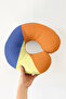 Colorful Geometric Design Neck Pillow - Modern Blue Orange Yellow Travel Pillow - 2