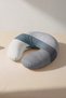 Striped Modern Grey Blue Ergonomic Neck Pillow - Soft Travel Pillow in Minimalist Pastel Tones - 6
